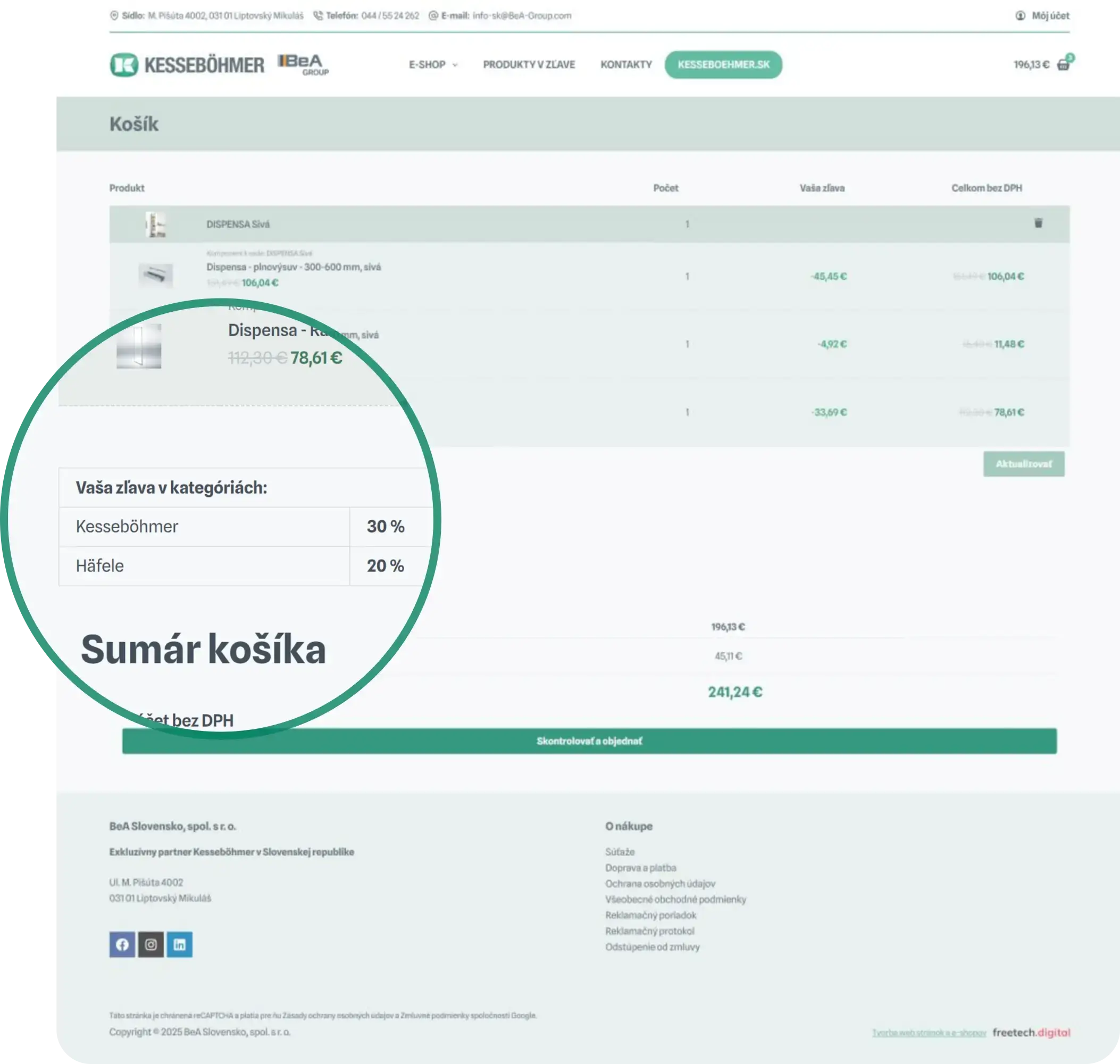 Nákupný proces e-shopu Kesseböhmer s cenami v reálnom čase