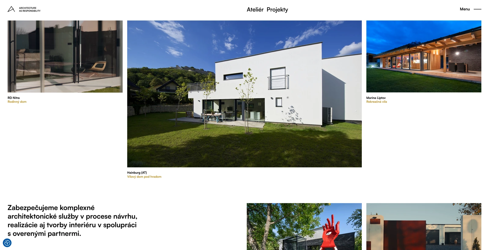 Grid projektov na webe Petrek Architects
