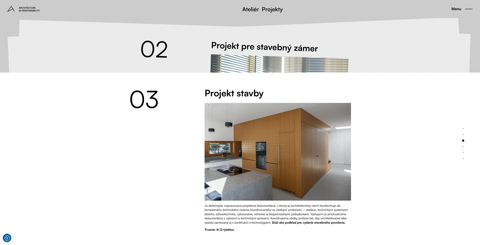 Sekcia Ako pracujeme na webe Petrek Architects